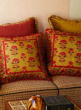 偏爱集美式轻奢抱枕姜黄色复古客厅沙发欧式床头靠包高档法式靠枕