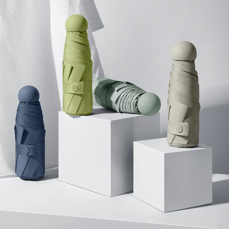 新品 超轻胶囊伞五折口袋伞黑胶太阳伞防晒遮阳伞小黑伞迷你晴雨