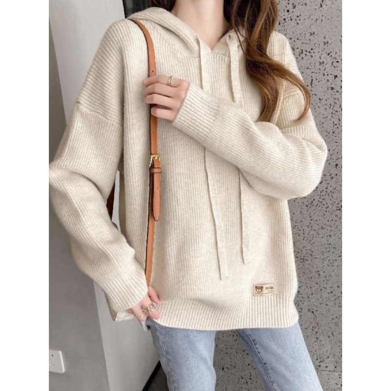 秋冬季新款胖MM特大码卫衣时尚韩版简约连帽拼接中长款针织上衣女