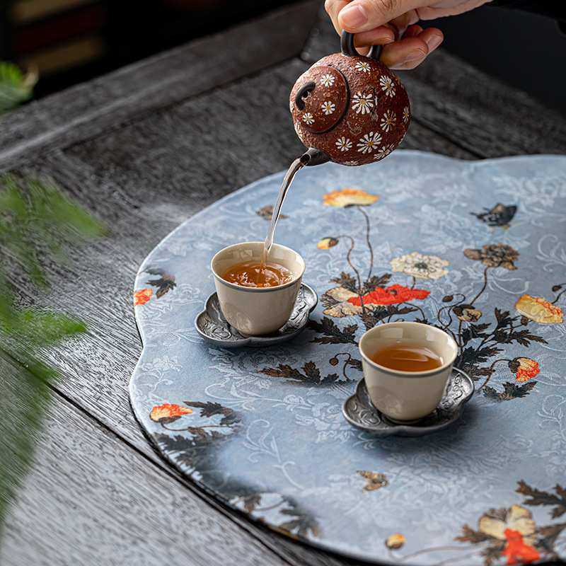 新中式禅意干泡垫小桌布复古隔热旗防水双面垫子茶席圆形桌印花,居家布艺,茶席,淘宝优惠券,粉丝福利购,淘宝优惠卷