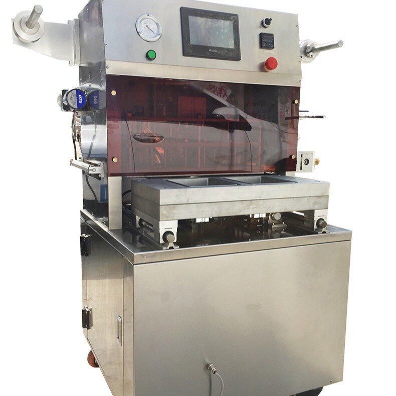 全自动盒式熟食保鲜气调包装机 虾滑牛肉丸真空锁鲜封盒包装机