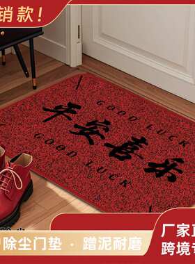 红色喜庆满天星入户门垫圈绒TPR防滑家用地垫玄关耐脏蹭脚除尘垫