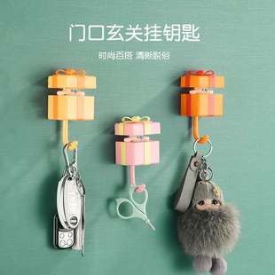 可爱玄关钥匙挂勾创意礼盒衣帽钩趣钩萌挂钩收纳免钩卡通粘打孔