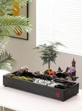 创意假山流水摆件循环水生财新中式客厅喷泉水景送礼装饰乔迁开业