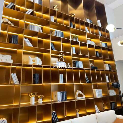 不锈钢展示酒柜嵌入式壁龛金属层板书柜装饰电视背景墙钢板柜定作