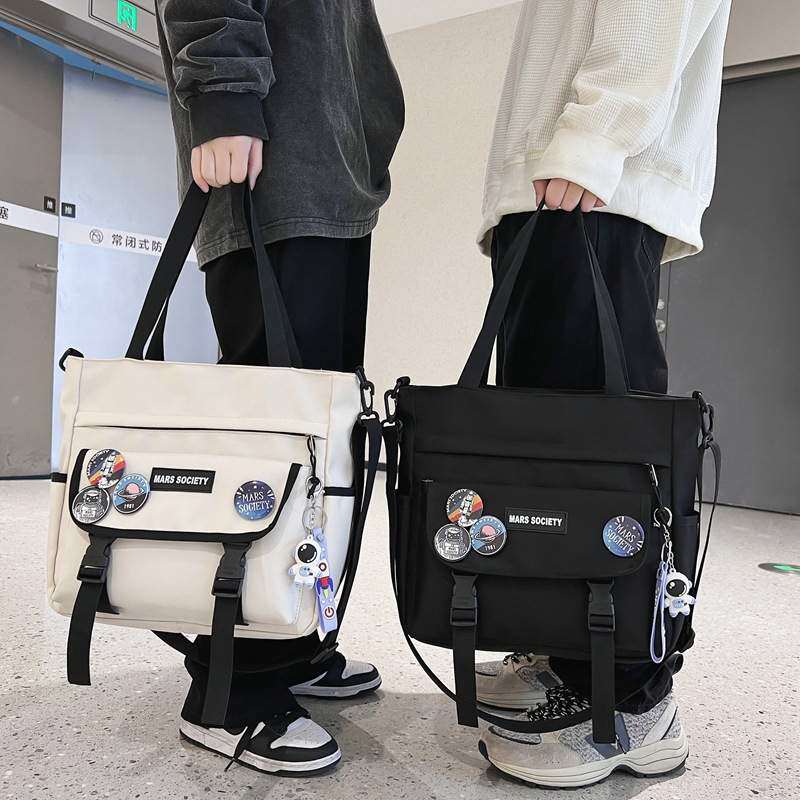 优选学生补课包港风情侣拼色潮流大容量斜挎包女韩版简约手提单肩