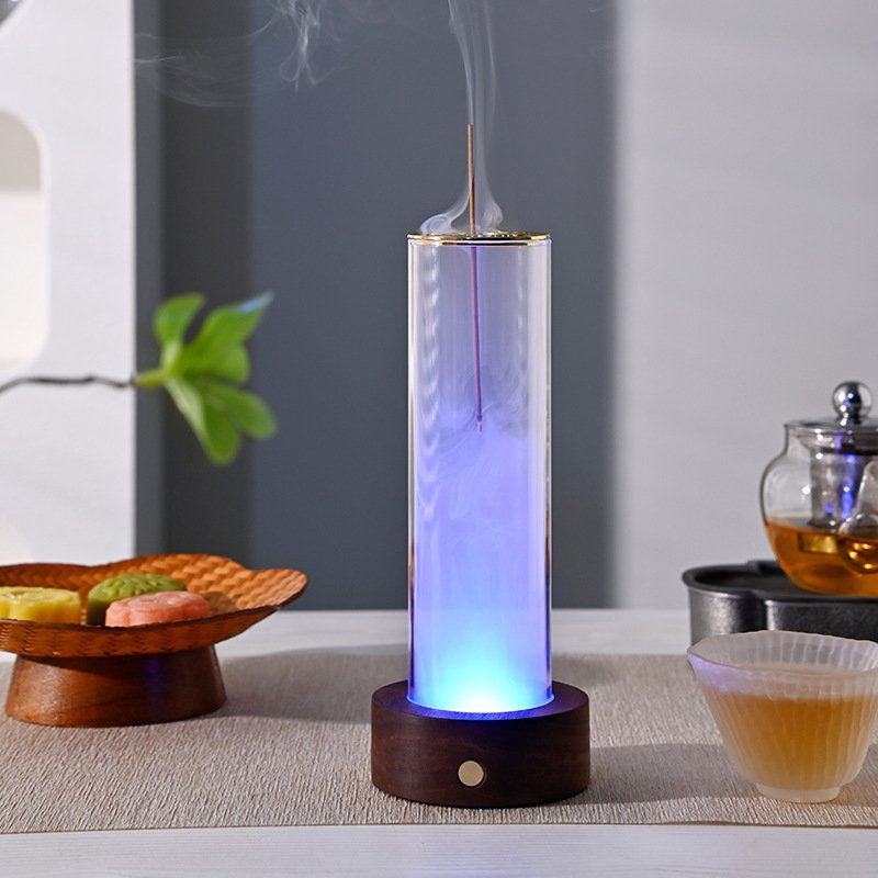 胡桃木香熏炉香插七彩摆件玻璃圆形檀器线香香炉倒挂灰香创意器接,家居饰品,香薰炉,淘宝优惠券,粉丝福利购,淘宝优惠卷