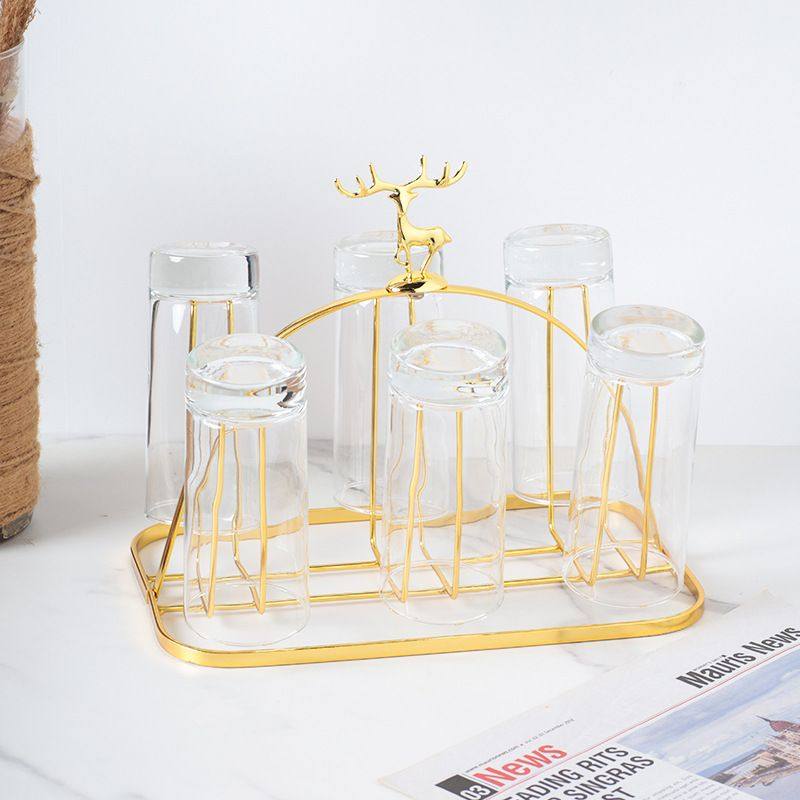 金色小鹿半圆线杯架架沥水置物架水杯架子厨房倒挂水杯玻璃家用,厨房/烹饪用具,水槽置物架,淘宝优惠券,粉丝福利购,淘宝优惠卷