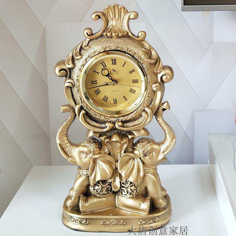 小象座钟家用摆件欧式客厅复古大象桌面电视柜创意工艺台式钟表,家居饰品,座钟,淘宝优惠券,粉丝福利购,淘宝优惠卷
