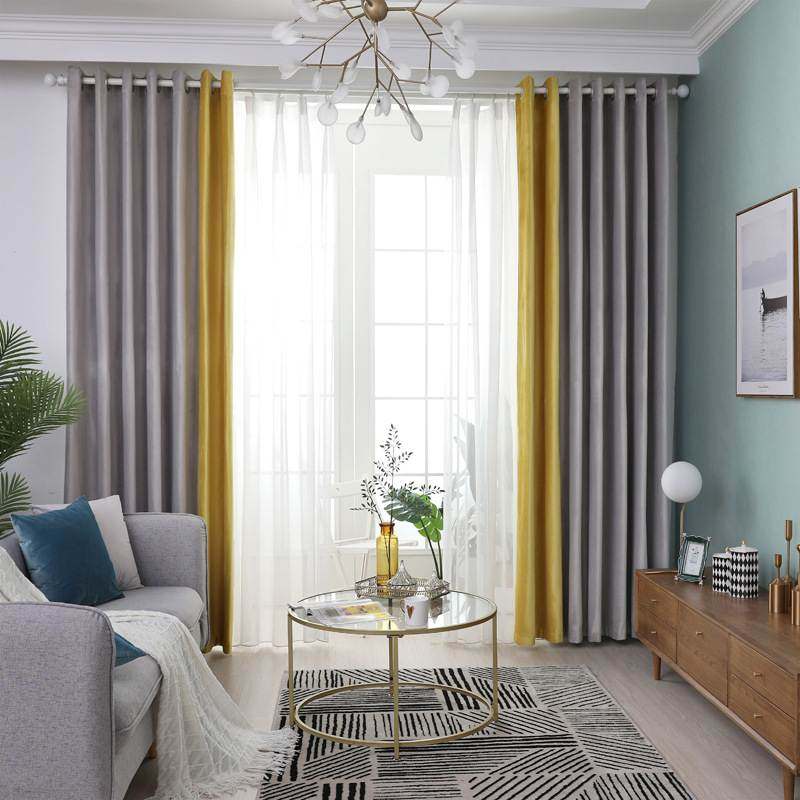 活动加厚遮光丝绒窗帘成品客厅新款高档拼接奢纯色工程轻短隔音帘,居家布艺,成品窗帘,淘宝优惠券,粉丝福利购,淘宝优惠卷