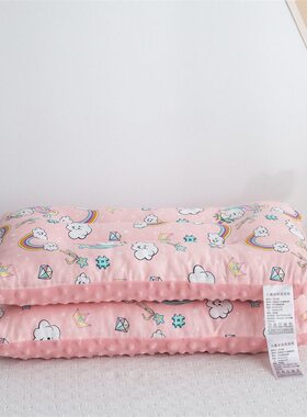 棉豆豆枕头泡泡绒卡通AB枕芯安抚护颈枕幼儿园棉双面枕午睡儿童
