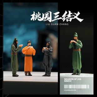 三国关羽刘备微缩人偶模型跨境手 1微观迷你场景办道具古风小人64