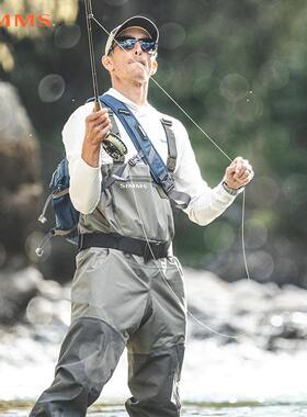 SIMMS涉水裤路亚g3g4男款连体溪流钓高端钓鱼专业进口齐腰下水裤