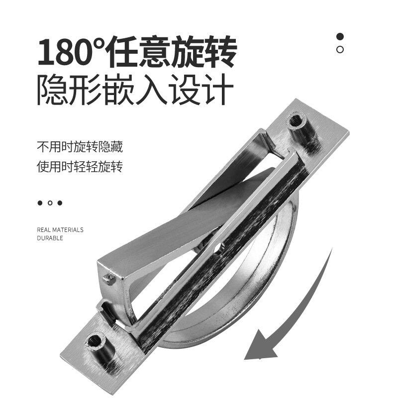 锌合金榻榻米拉手内嵌入式暗藏简约旋转日式隐形拉手翻盖橱柜抽屉