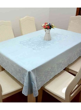 新品家用6人长方形餐桌茶几台布PVC防水防油免洗防烫简约紫色桌布