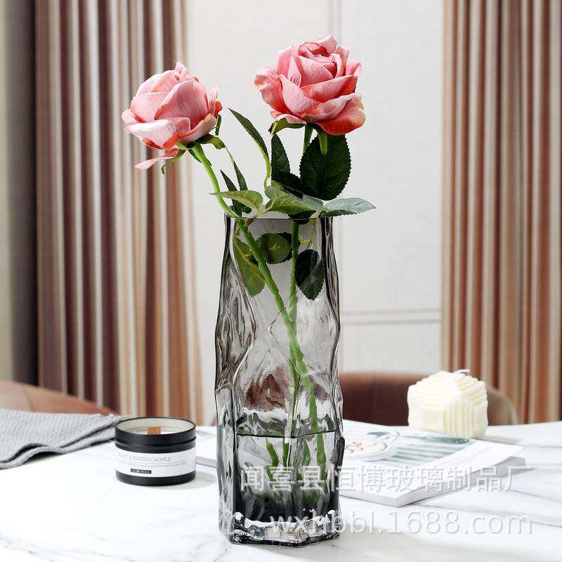 欧式创意大号原色玻璃摆件富贵竹家用批发器百合水简约插花养花瓶