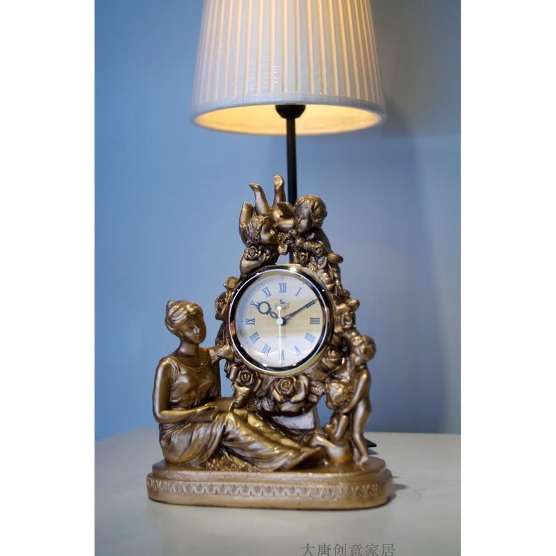 复古欧式座钟客厅创意摆设坐钟静音台钟床头柜电子钟电视柜摆件