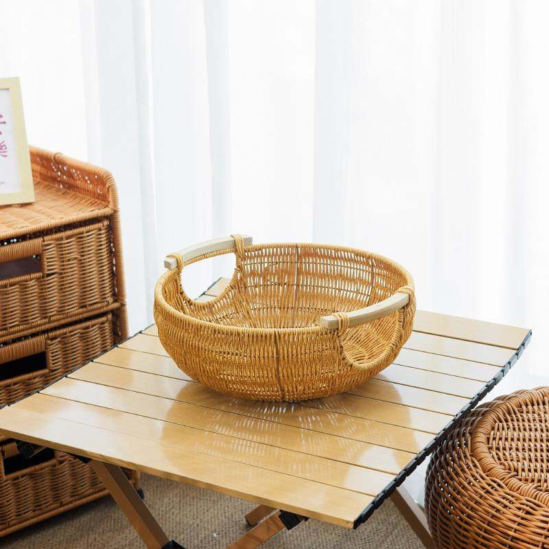 田园风家用水果盘仿藤蔬菜厨房篮编织客厅筐卧室物储收纳杂物篮,厨房/烹饪用具,果蔬置物架/篮/框,淘宝优惠券,粉丝福利购,淘宝优惠卷