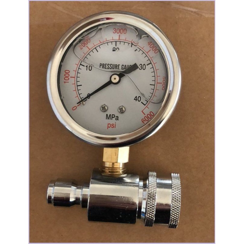 高压清洗机洗车机压力表套件3/8快速连接6000psi