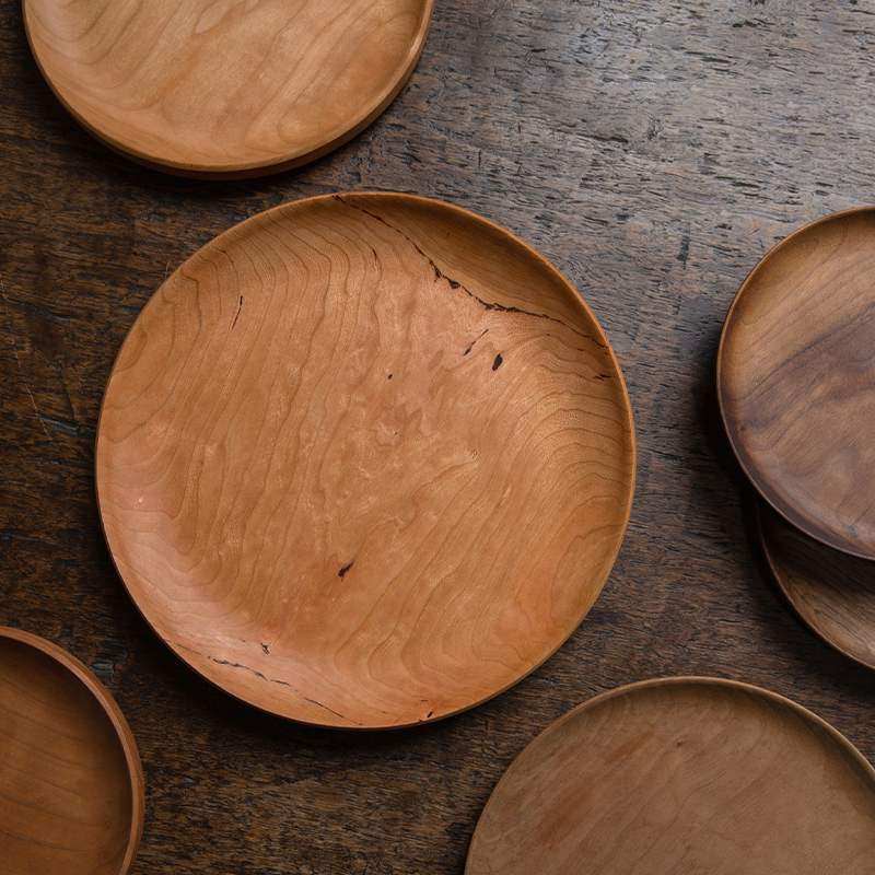 木墨生活棱角盘实木水果盘樱桃木水杯收纳盘日式木质茶盘圆形托盘,餐饮具,果盆/果盘/果篮,淘宝优惠券,粉丝福利购,淘宝优惠卷