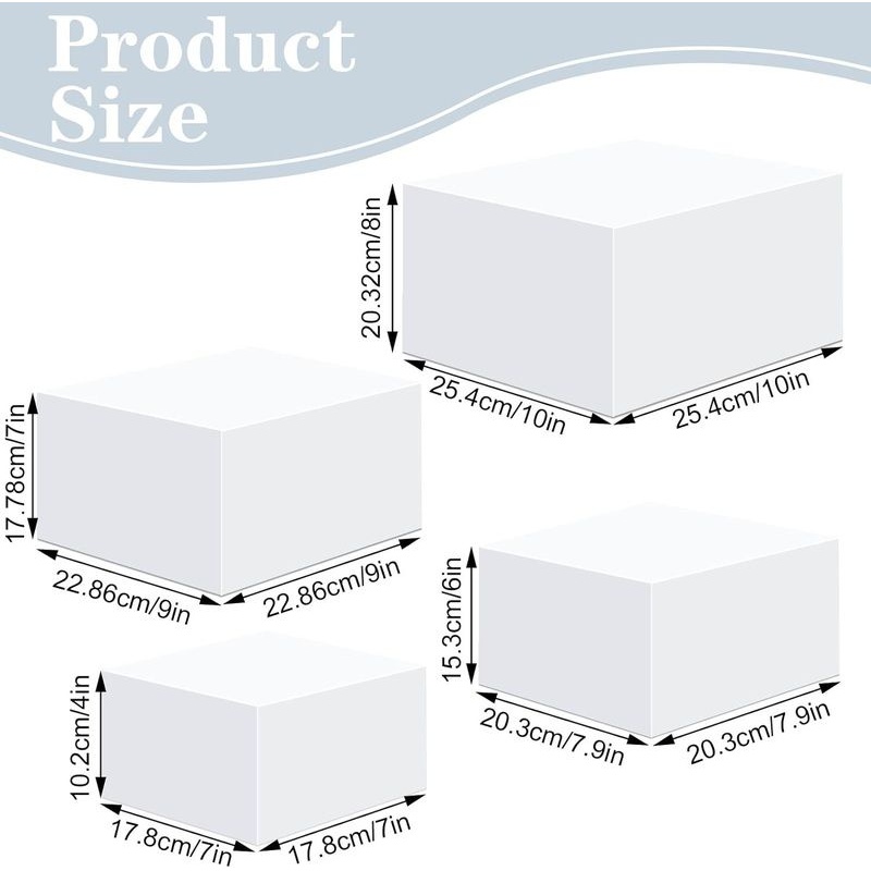 亚克力立管用于展示,白色亚克力立方体盒甜点展示架带空心底部