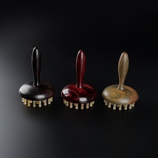 绿檀木经络刷全身通用腹部肚子按摩揉肩颈部羊角梳按摩刮痧指环