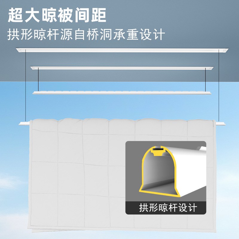 隐藏式电动晾衣架嵌入式一线天晾衣机单杆双杆阳台隐形升降式