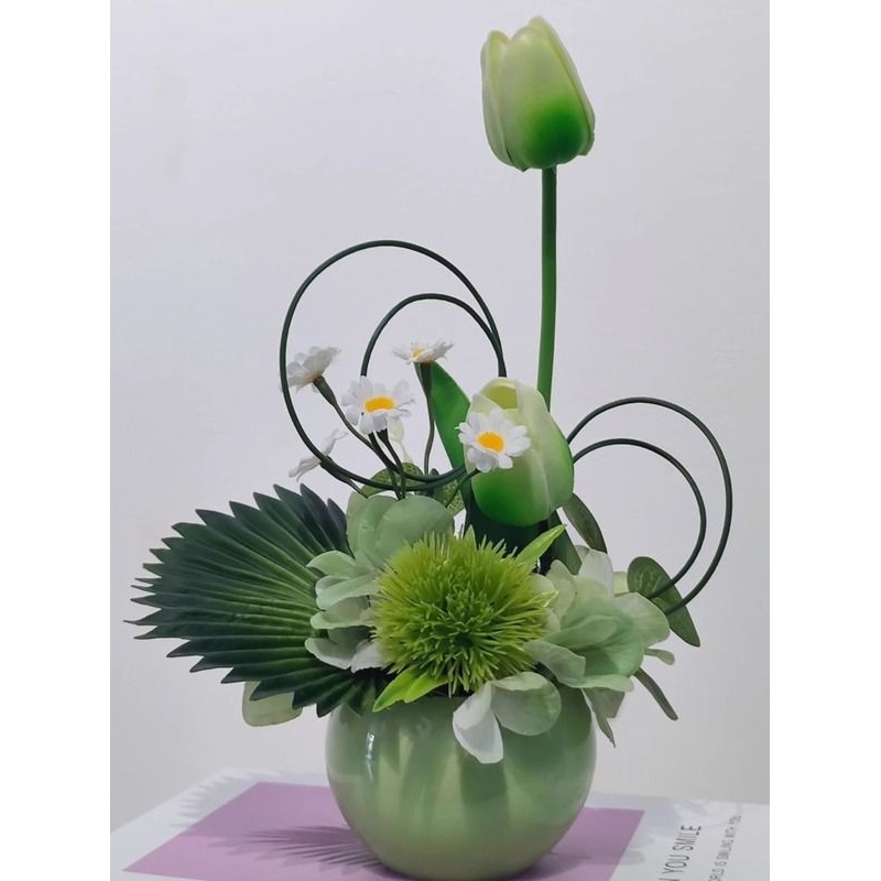 现代轻奢仿真小花艺办公室洽谈桌茶几卫生间洗手台小盆栽装饰摆件