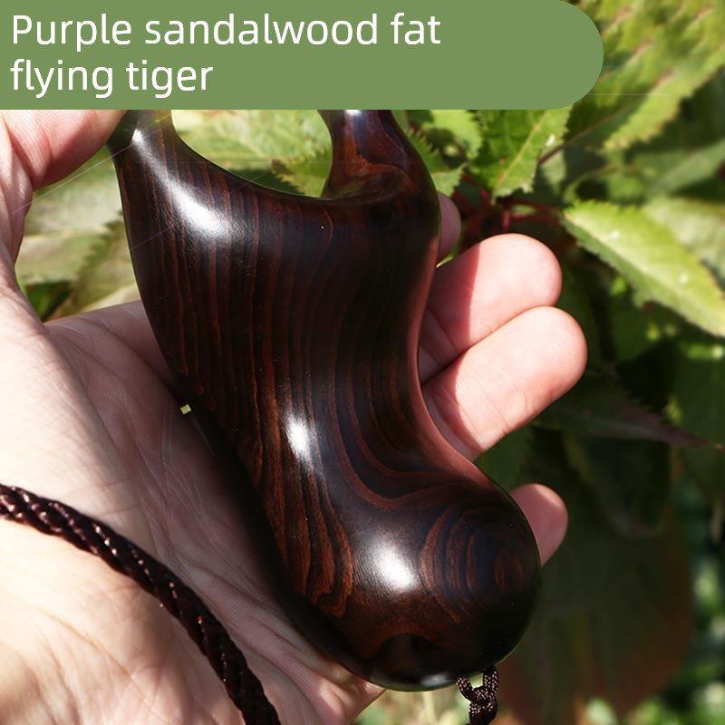 紫檀胖飞虎实木反曲户外手工木质文玩弹弓瞄打射击扁皮筋免绑包邮