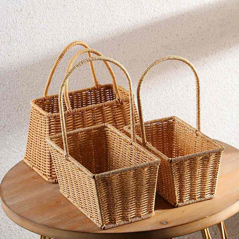 塑料藤编手提篮手工编织篮花篮水果篮子伴礼品手提包野餐手,户外/登山/野营/旅行用品,野餐篮/鸡蛋蓝/食品袋,淘宝优惠券,粉丝福利购,淘宝优惠卷