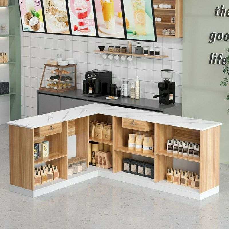奶茶店吧台收银台店铺小型蛋糕甜品店柜台餐饮店转角前台桌接待台,商业/办公家具,收银台,淘宝优惠券,粉丝福利购,淘宝优惠卷