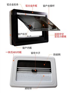 房车外推窗 旅居车拖挂拖车床车方舱集装箱货车改装配件 窗户窗帘