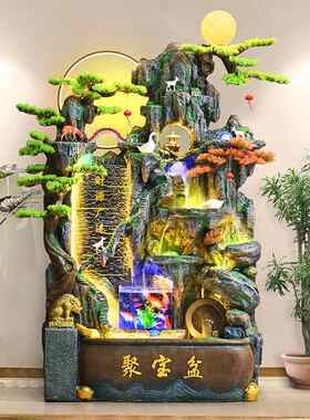 落地假山流水喷泉循环水景观招财轮风水内风车客厅高山办公室摆件