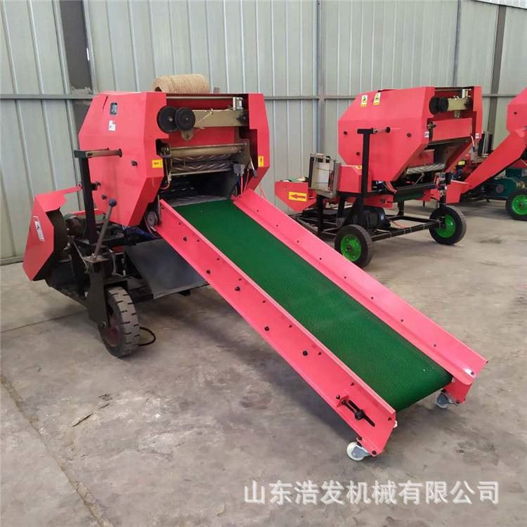 青干玉米杆粉碎打包机养殖场粮草青储包膜机全自动稻草密封压块机