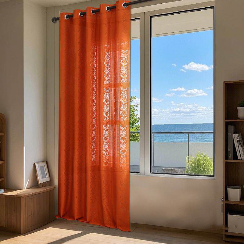 文艺风蕾丝窗纱加厚镂空卧室成品阳台高级跨境复古客厅窗帘感