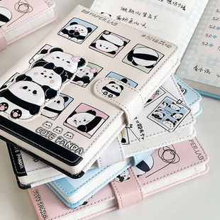 熊猫萌哒磁扣本创意手高记事本账本颜趣味笔记本卡通随身便携值