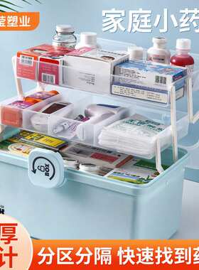 品质双层家用医药箱 手提急救箱药品医疗箱小药箱 家庭版大容量药