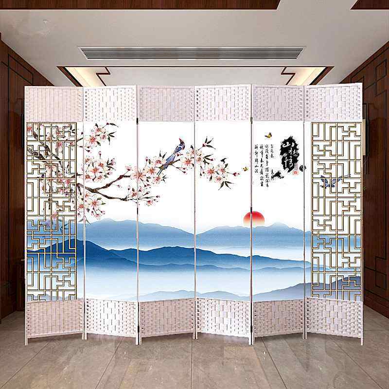 现代简约白色屏风隔断客厅卧室可折叠移动进门玄关遮挡隔断墙家用