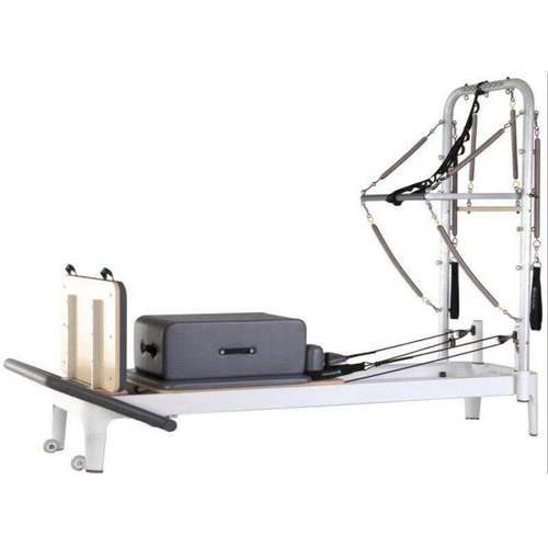 JS-M051拉提大器械核心床铝合金中脚低脚平床全轨道小白床半高架