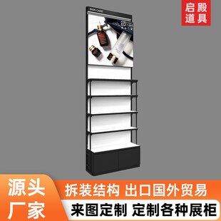 商场商品展示架层板可调节定做展厅样品带灯箱展示柜落地多层靠墙