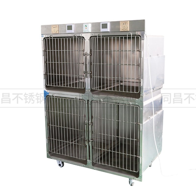 定制不锈钢宠物笼四笼一组不锈钢恒温折叠狗笼小型犬宠物店寄养笼