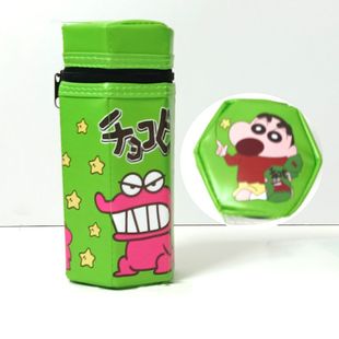 新品卡通六边形笔筒可爱PU学生方形批发现货文具用品笔筒笔袋品质