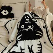 Uncle Bomb设计师风双面大呆虎半边绒针织沙发毯子办公室午休毯