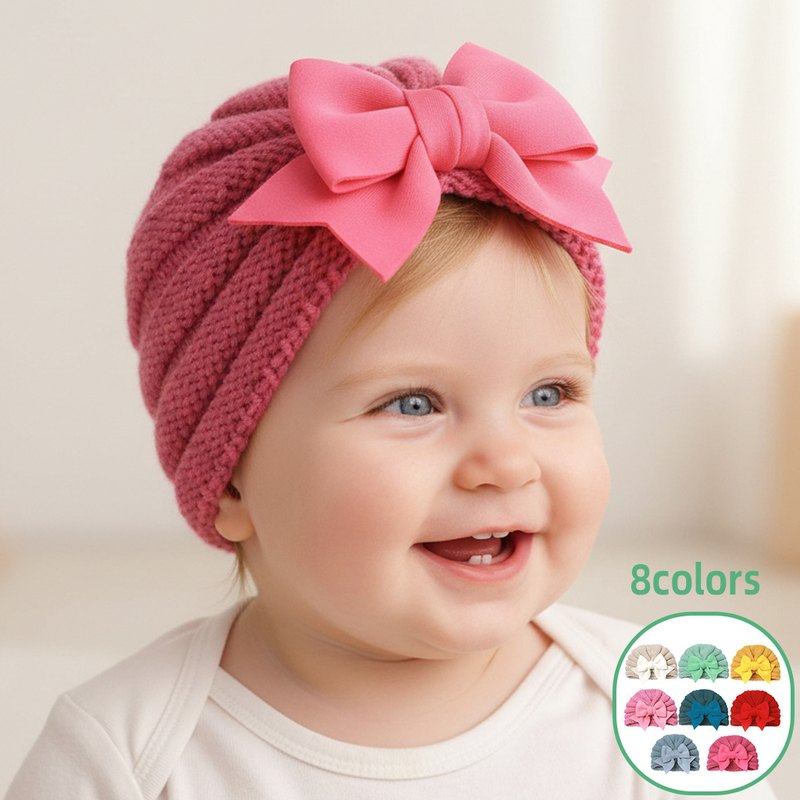 新品 新款宝宝秋冬季保暖针织帽 欧美儿童蝴蝶结套头帽 柔软婴儿,婴童用品,防摔帽,淘宝优惠券,粉丝福利购,淘宝优惠卷