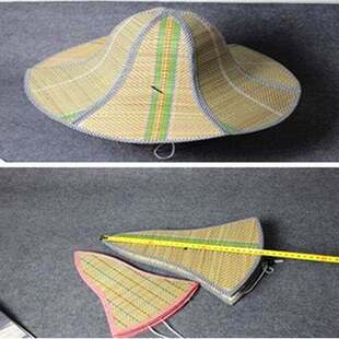 折叠竹扇子帽草帽男防晒工地竹编斗笠遮阳女可折叠渔民防晒斗笠e