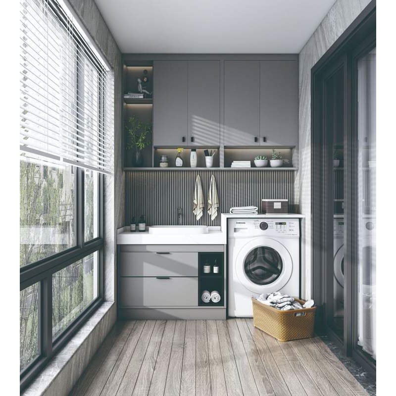 全铝家具阳台柜洗衣机柜组合太空铝洗手盆柜滚筒洗衣机一体柜厂家