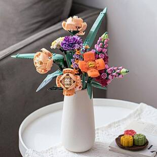 陶瓷白色花瓶积木花束专用10280现代简约客厅桌面小众水培瓶