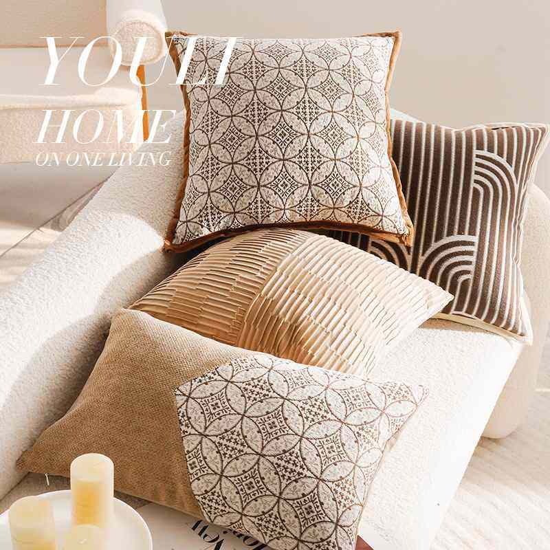 棕色中古风轻奢法式靠枕简约新靠背高级床头中式枕套靠垫抱沙发,居家布艺,床头靠垫,淘宝优惠券,粉丝福利购,淘宝优惠卷