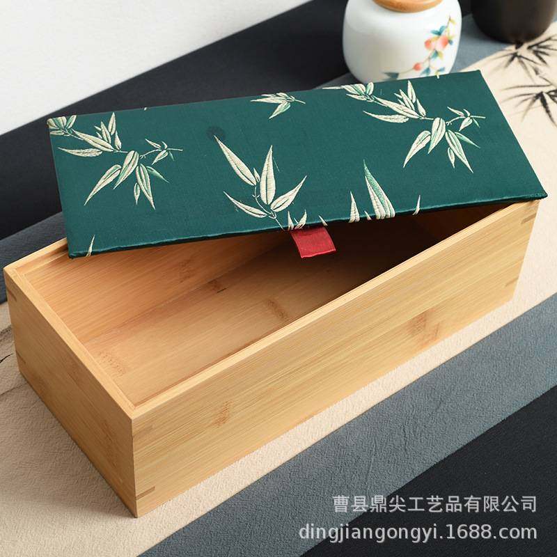 中式天地盖木盒绸缎茶礼盒木盒礼盒带家用盖长方形木盒饼首饰盒子