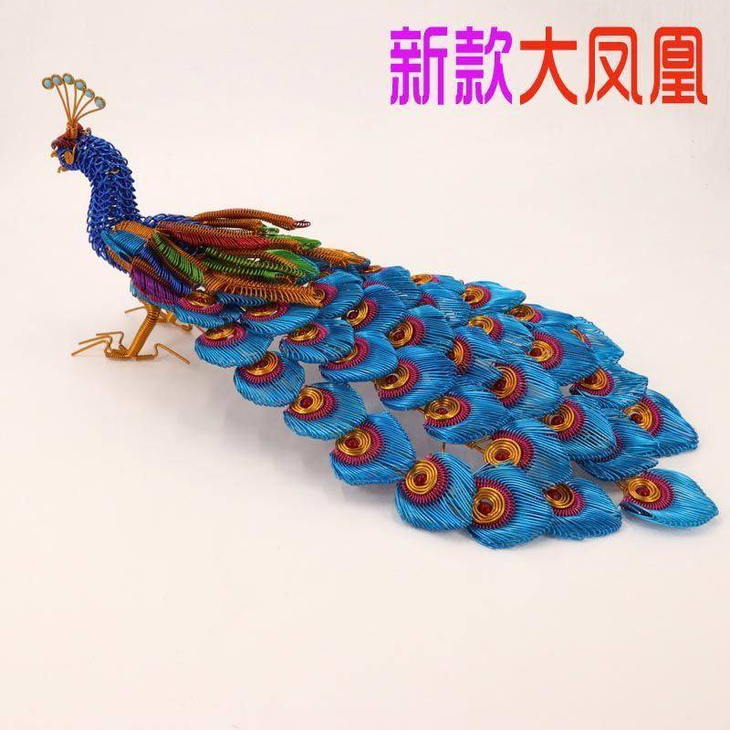 手工编织新款大凤凰孔雀摆件开屏铝丝线手工艺品模型家居装饰摆件,家居饰品,3D模型摆件,淘宝优惠券,粉丝福利购,淘宝优惠卷